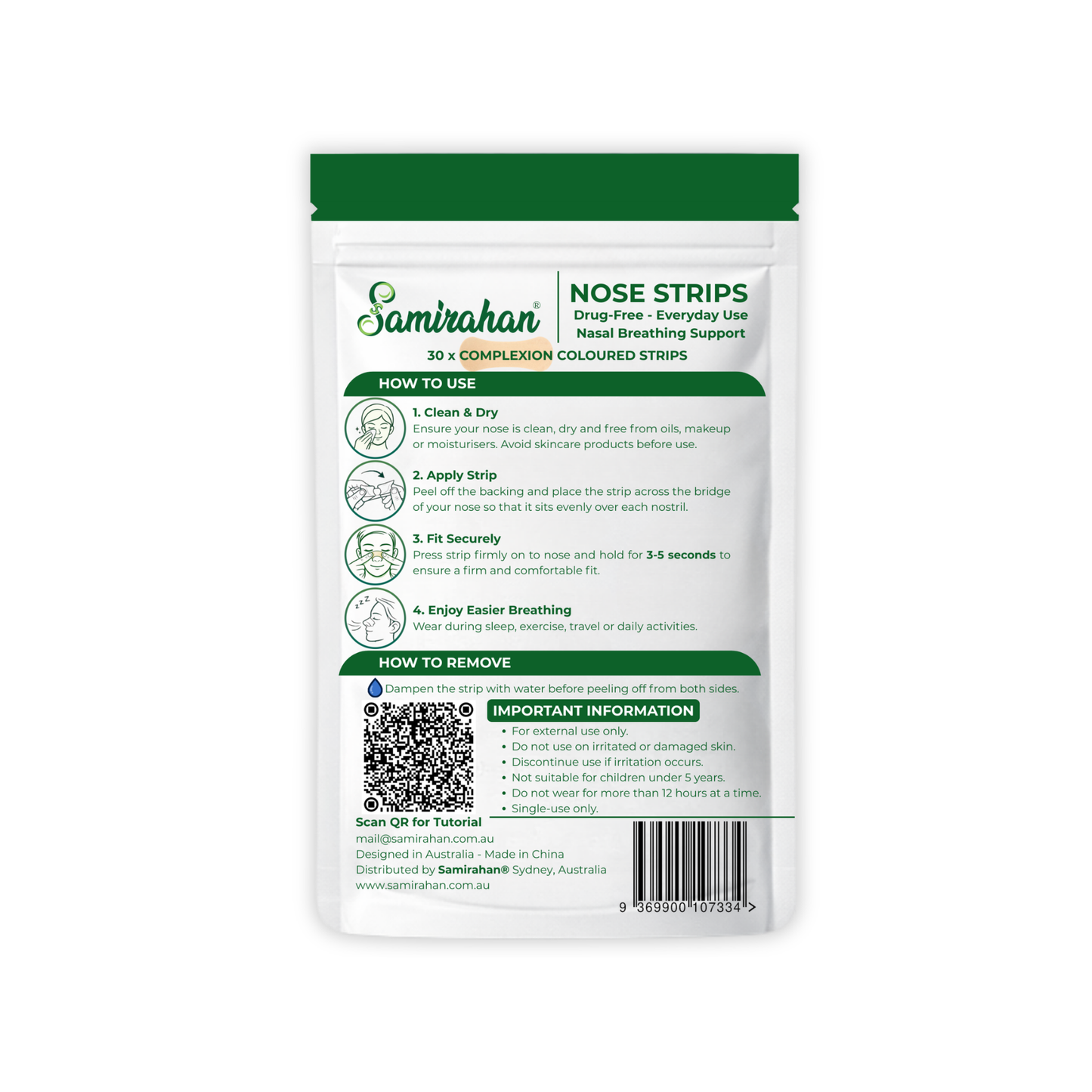 Samirahan Nose Strips Drug-Free Anti-Snore Support 30 Days Supply Samirahan Nosal Strip anti snore Australia premium brand online shop cheapest price Aussie complexion coloured quality breathing support improve nasal airflow deviated septum oxygen intake performance athlete boost sydney melbourne liverpool NSW Adelaide Hobart Brisbane Newcastle Gold Coast Perth